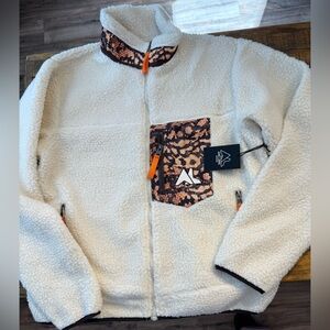 Aire Libre Gila Monster Print White Fleece Jacket  Size Medium NEW